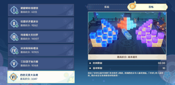 原神闲畅游艺第六关高分通关技巧(图1)