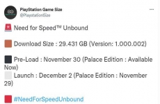 《极品飞车22》PS5版容量曝光 仅29.4GB